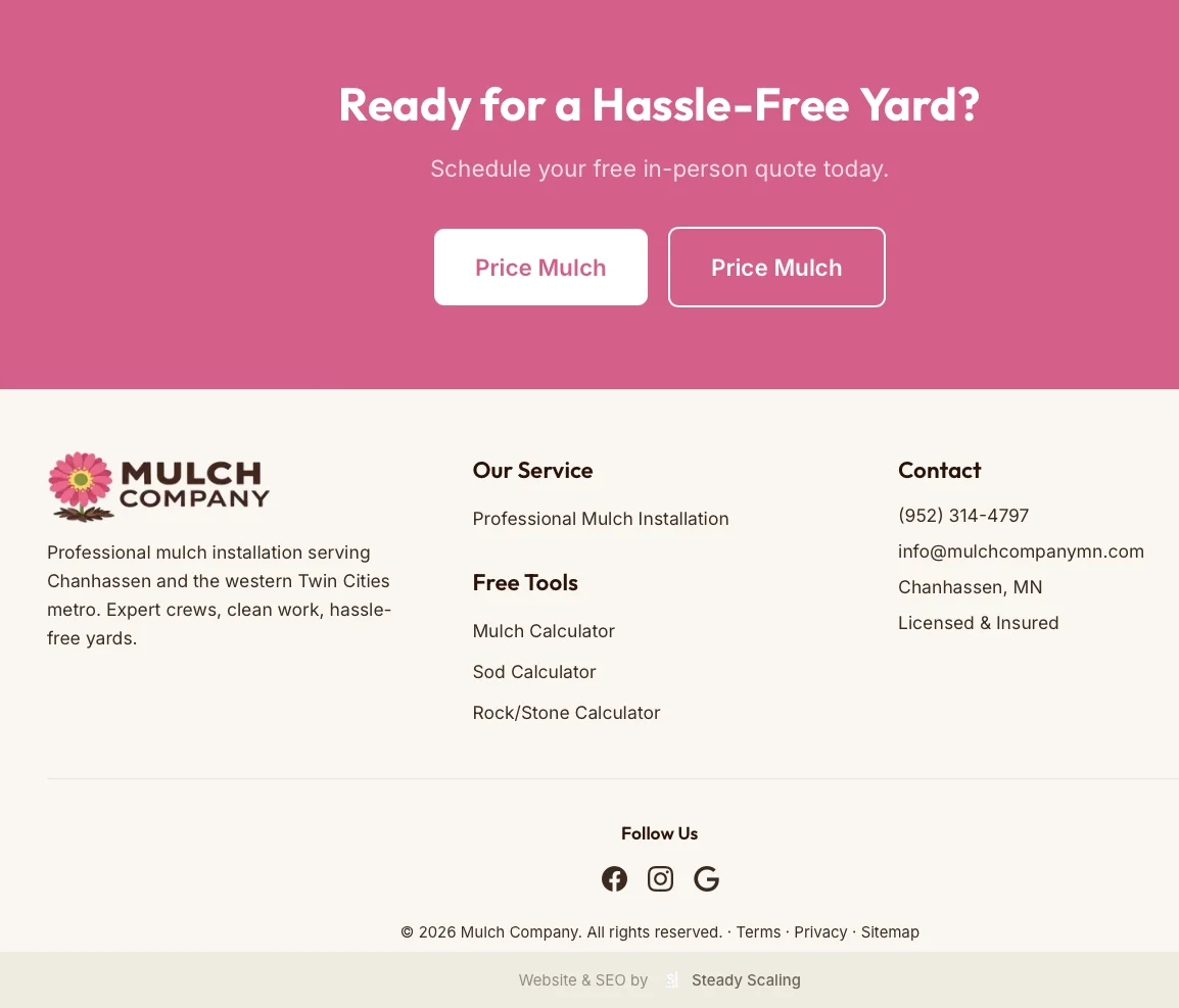 Mulch Company MN: Footer & CTA