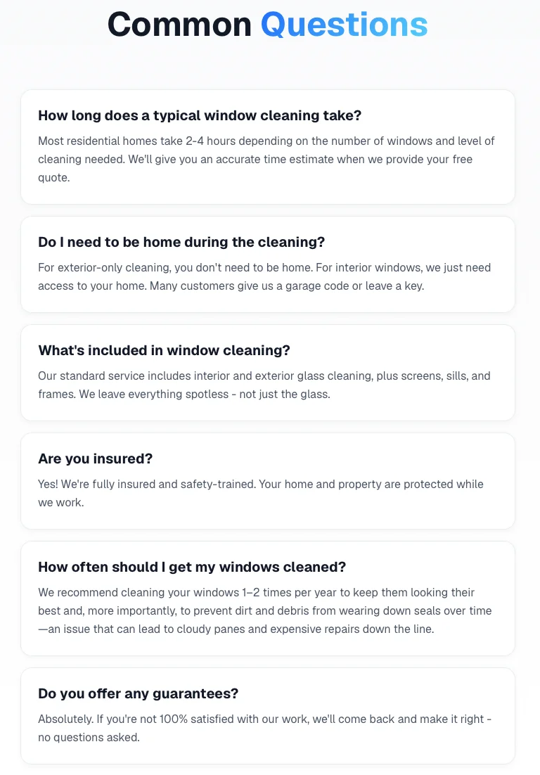 Peregrine Window Cleaning: Common Questions
