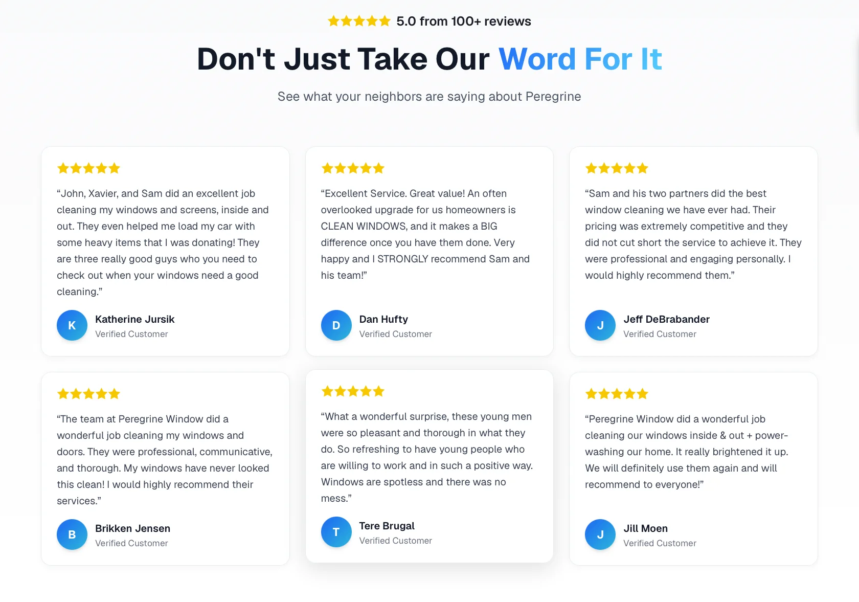 Peregrine Window Cleaning: Social Proof: Google Reviews