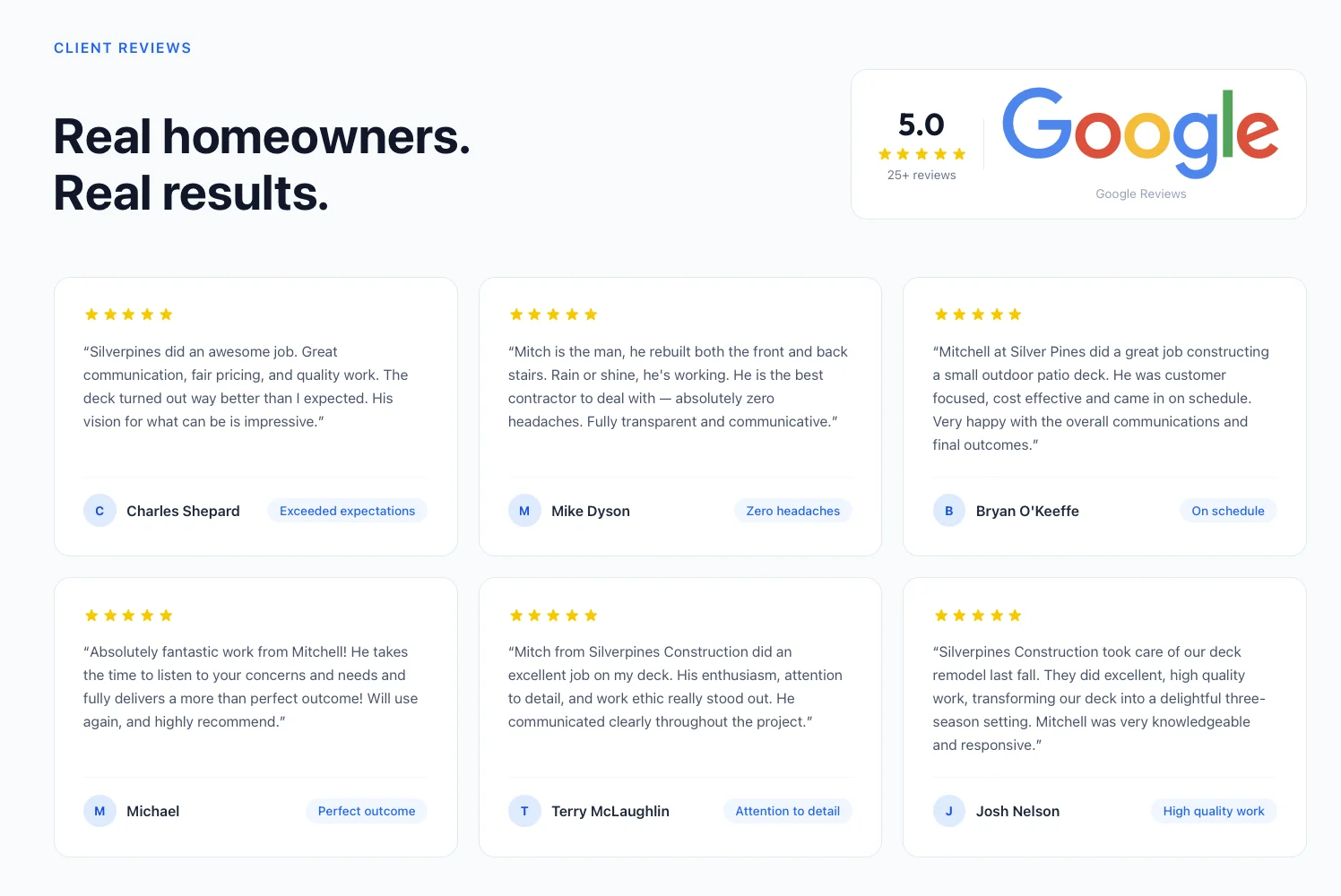 Silver Pines Construction: Google Reviews